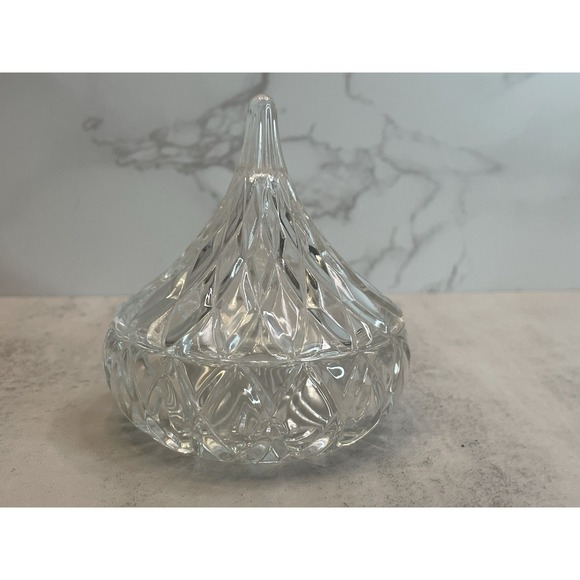 Vtg Crystal Hershey Kiss Trinket Box 1996 3" - Picture 6 of 11